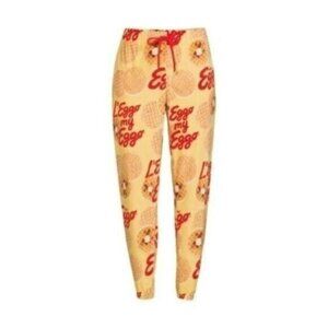 Womens Pajama Pants Eggo Waffle Plush Jogger New XL Stranger Things Novelty